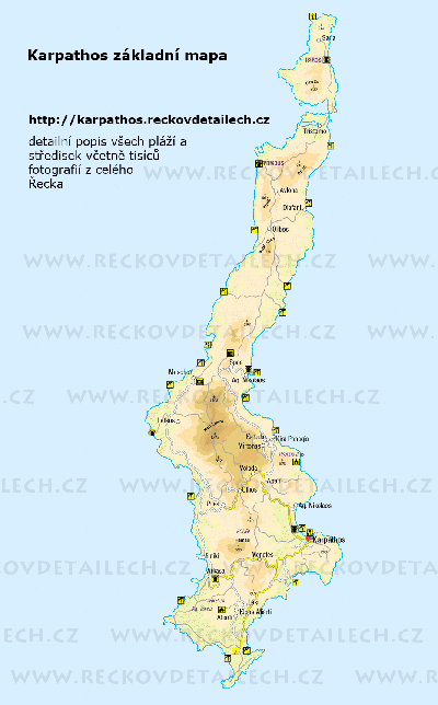 Základní mapa Karpathosu se silnicemi