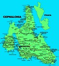 Mapa Kefalonie a pamatky a zajimava místa