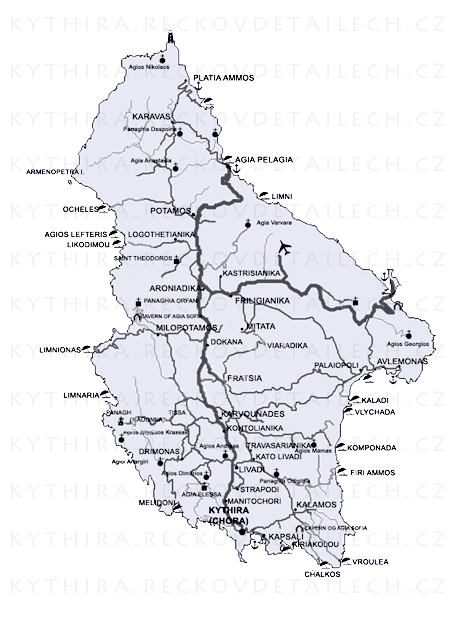Kythira - mapa silniční sítě