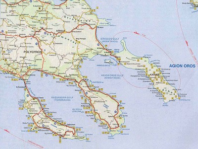 Chalkidiki - mapa