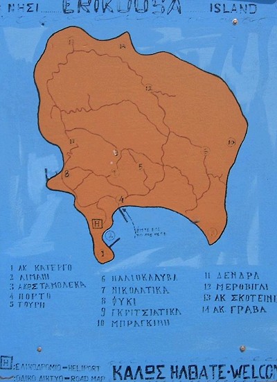Mapa ostrova Erikoussa