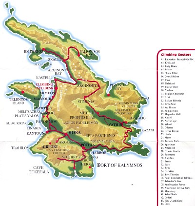 Kalymnos - mapa pro horolezce