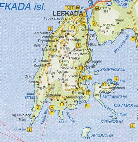 Lefkada - Map of resorts and beaches | Greece in details