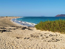 Nádherná písečná pláž u letoviska Corralejo na severozápadě Fuerteventury