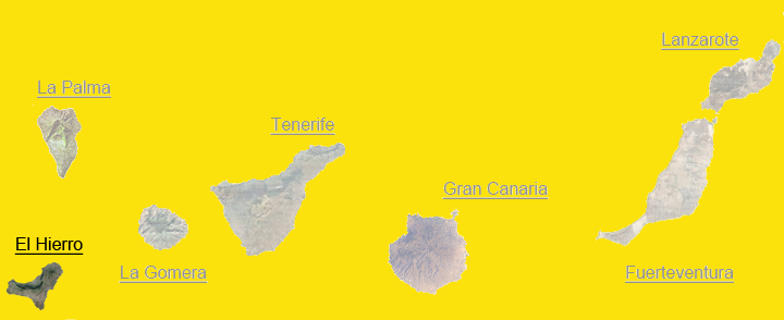 Mapa Kanárských ostrovů s vyznačením ostrova El Hierro