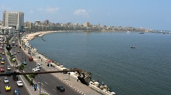 Pobřeží ve městě Alexandria - Egypt