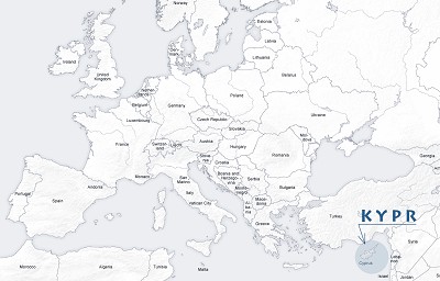 Mapa Kypru - mapa Evropy s vyznačením polohy Kypru