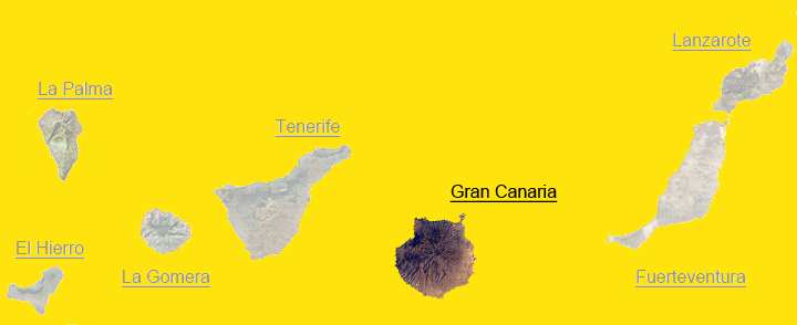 Poloha ostrova Gran Canaria v rámci Kanárských ostrovů