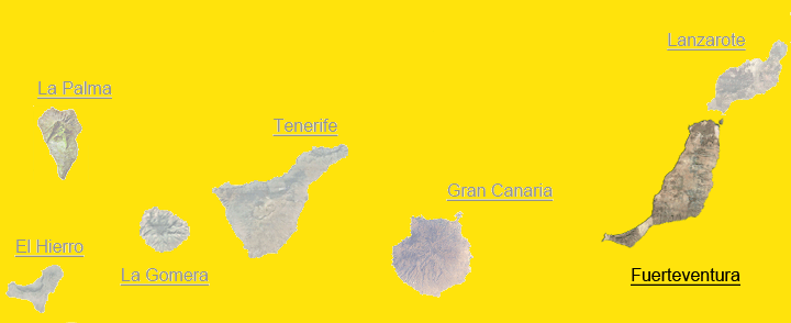 Fuerteventura - poloha v rámci Kanárských ostrovů.