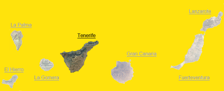 Tenerife - mapa oblasti v rámci Kanárských ostrovů